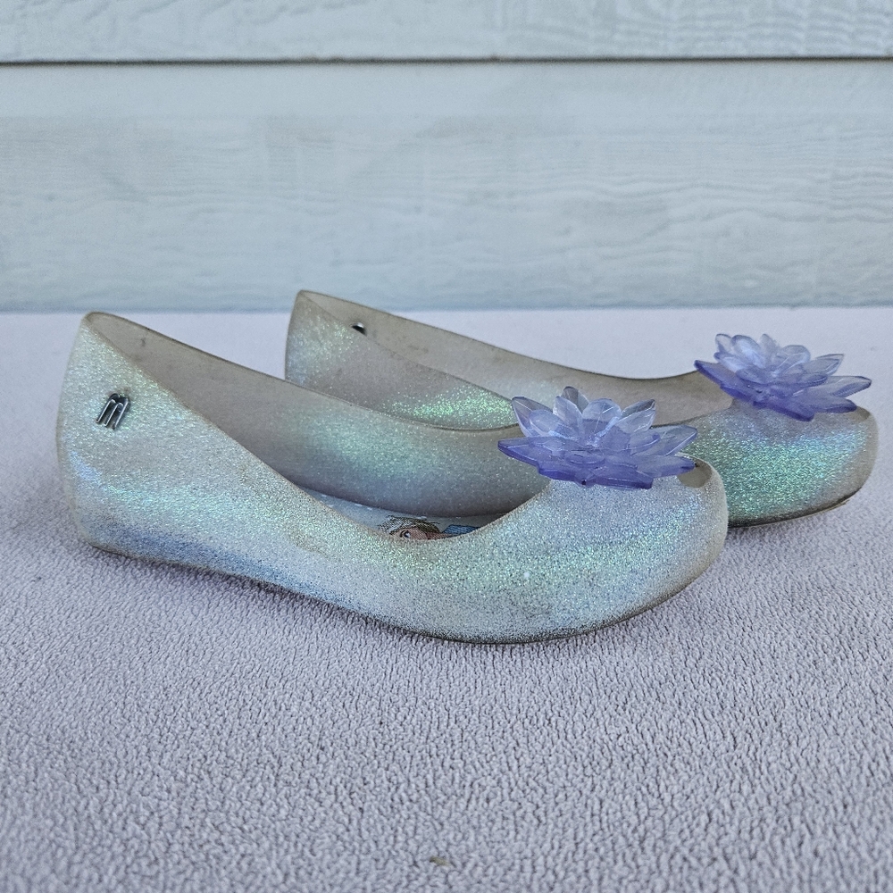 Mini Melissa Mel Ultragirl Frozen Anna Elsa Glitter Flats Shoes SZ 12 Disney